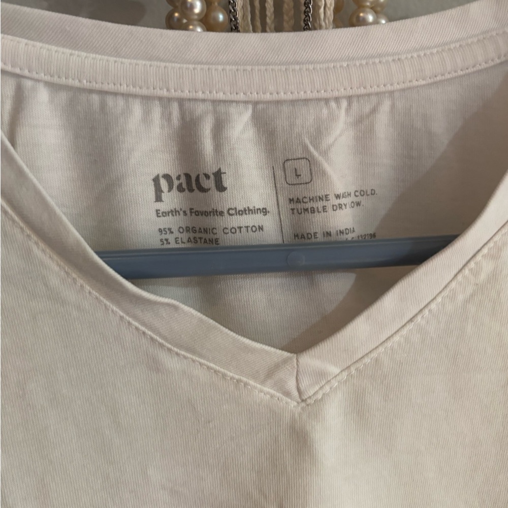 Pact Off-White V-Neck Tee